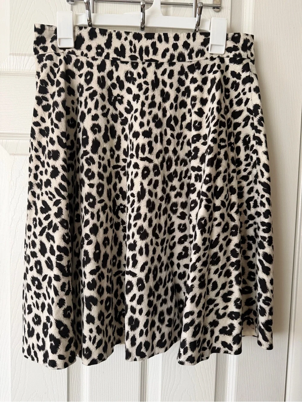 Amanda & Chelsea Black Leopard Print Midi Skirt on Cream